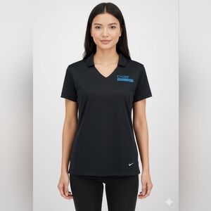 Nike Golf Women's NWT Dri-FIT Vertical Mesh Black Polo Top Size Large